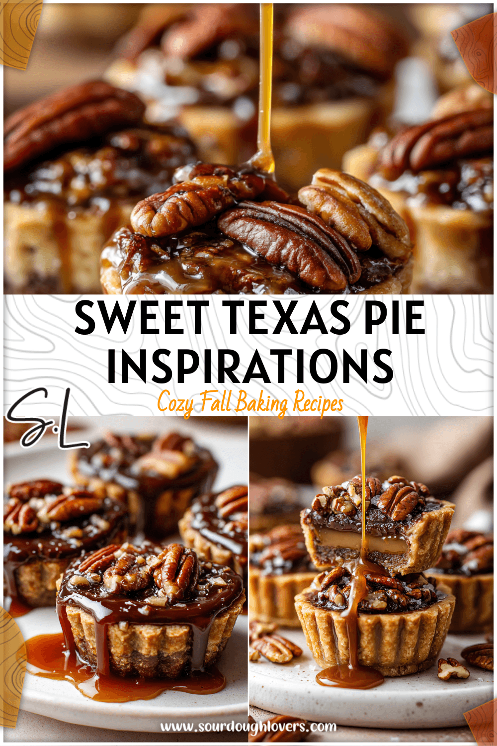 Chocolate turtle pecan pie treats drizzled with caramel and sprinkled with chopped pecans on a white plate